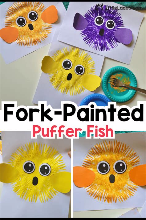 how to draw fish for kids|Fork Painted Puffer Fish Craft (Free Printable Template).